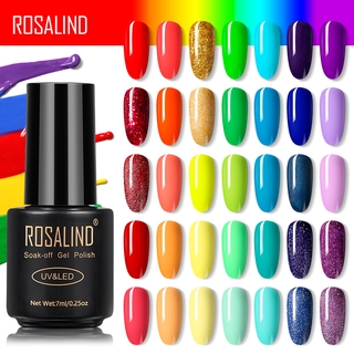 ROSALIND 7ml Soak Off Pure Color Rainbow Color Series เจลทาเล็บสดใสสำหรับการออกแบบเล็บหลอด LED / UV RAR11