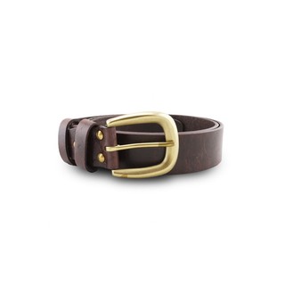 Brown Stone เข็มขัดหนังแท้รุ่น Milano Dark Brown Narrow Belt Solid Brass Horseshoe Buckle