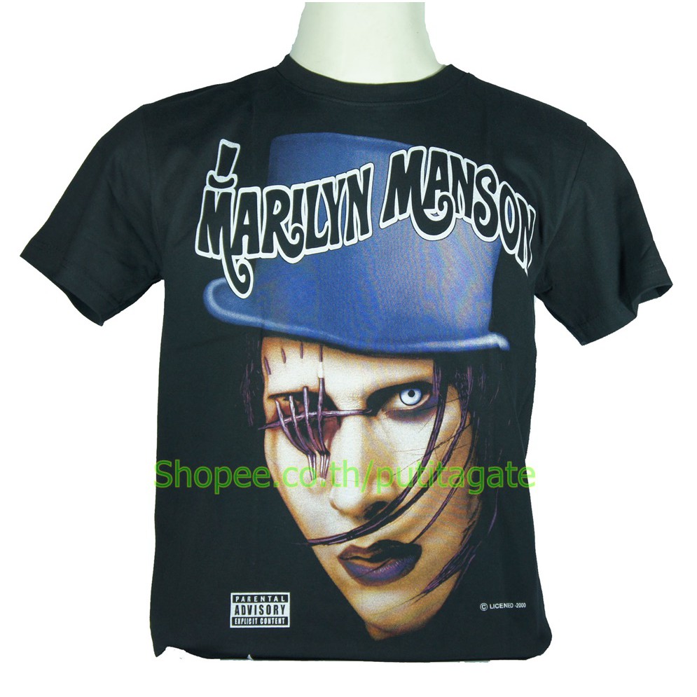 เสื้อวง Marilyn Manson ไซส์ยุโรป มาริลีน แมนสัน PTA33 ผ้ายืดแฟชั่นวงดนตรี Rockyeah