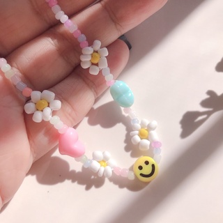 Pantheadesign สร้อยลูกปัดหน้ายิ้มลายเดซี่หัวใจ (สุ่มสีหัวใจ)