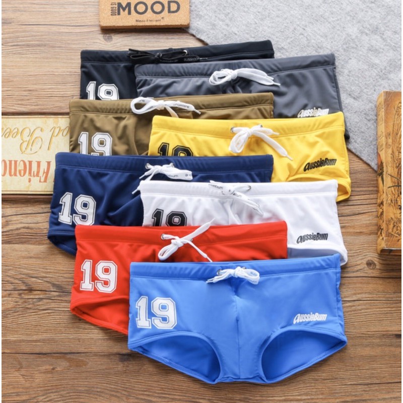 มาใหม่ กางเกงว่ายน้ำชาย Aussiebum (ตัวหนังสือเลข22)ทรงTrunk เอวต่ำ ผ้าไนลอน