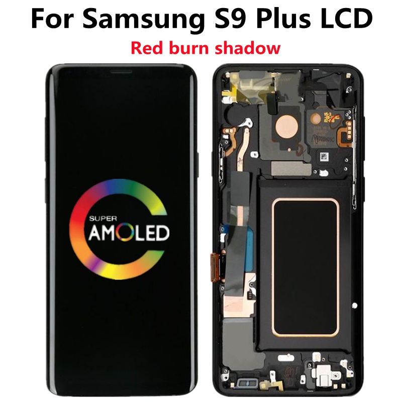 สําหรับ Samsung Galaxy S9 Plus LCD กรอบ Super Amoled S9 Plus G965F G965U ชุดหน้าจอสัมผัสสีแดง Burn