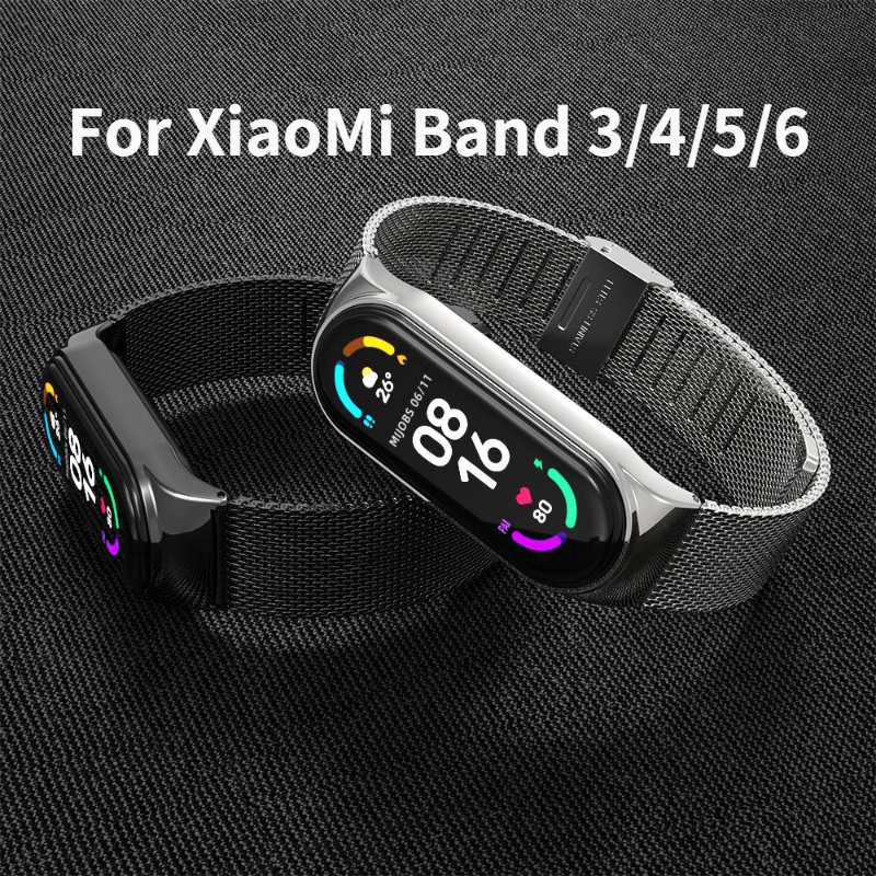 สายนาฬิกาข้อมือ สเตนเลส โลหะ สําหรับ Mi Band 5 6 Mi Band 4 Mi Band 3 Xiaomi Miband 5 4 Xaomi