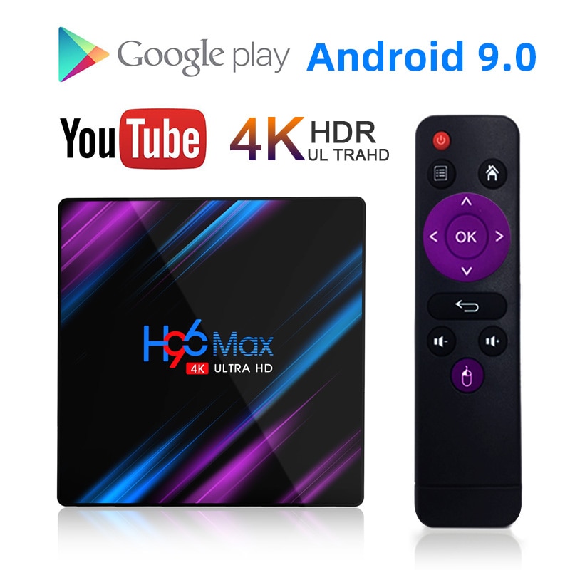 Smart TV Box H96 MAX RK3318 Android 9.0 9 4K Youtube Media Player 4GB ...