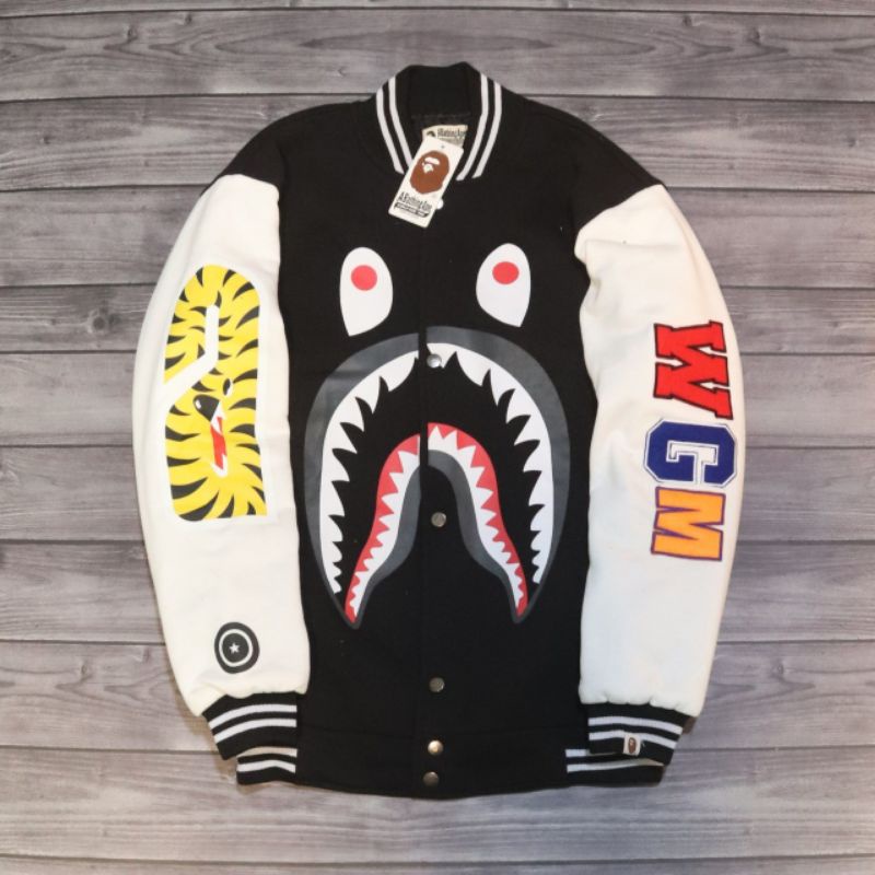 Varsity BAPE WGM FULL TAG & LABEL - Jacket VARSITY WGM BAPE SHARK AUTHENTIC PREMIUM - AAPE BY A BATH