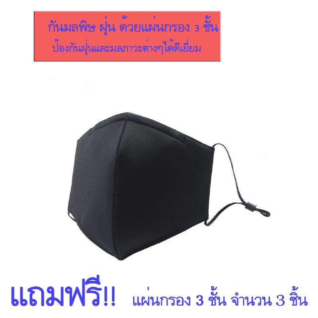 ผ้าซักได้ 3D แถมฟรี แผ่นกรองหนา3ชั้น จำนวน 3 ชิ้น