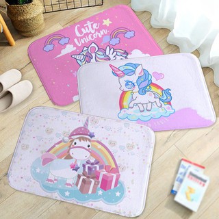 Lovely Cartoon Unicorn Quotes Welcome Floor Mats Anti-slip Outdoor Rugs