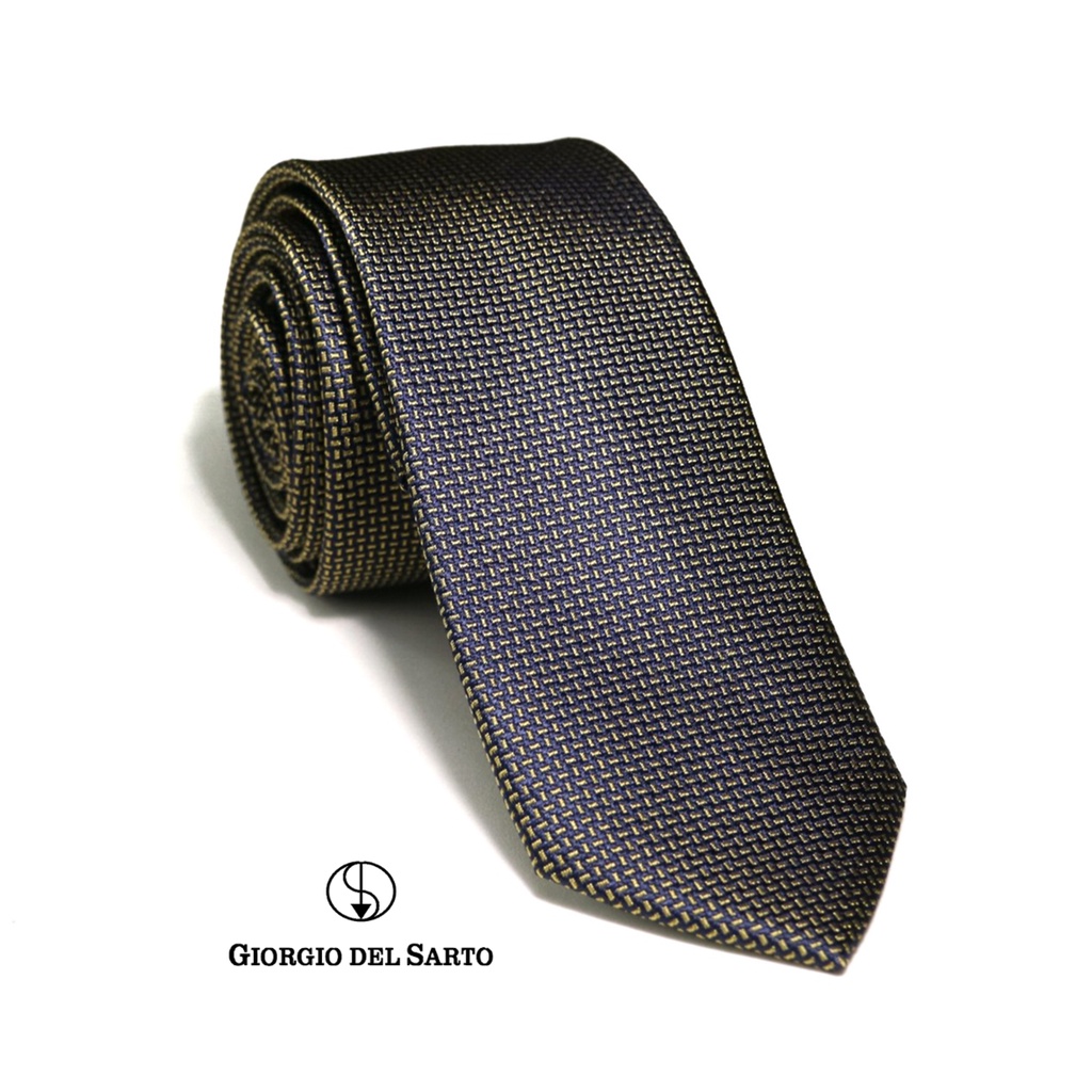 Giorgio Del Sarto Elephant Silk Necktie 8.5 cm Blue Elephant Fabric Texture เนคไทช้างสีน้ำเงินมีเท็กเจอร์