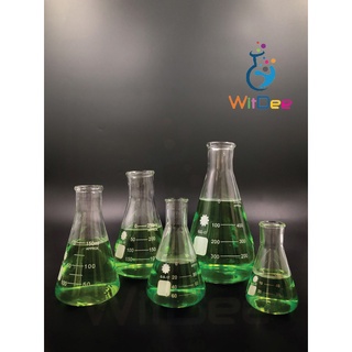 ขวดรูปชมพู่ 50, 100, 150, 250, 500 ซีซี(Erlenmeyer Flask 50,100, 150, 250, 500 cc.)