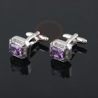 Cufflinks Cufflinks สไตล์ฝรั่งเศส Studded Ametyhst Cufflinks สําหรับเชิ้ต