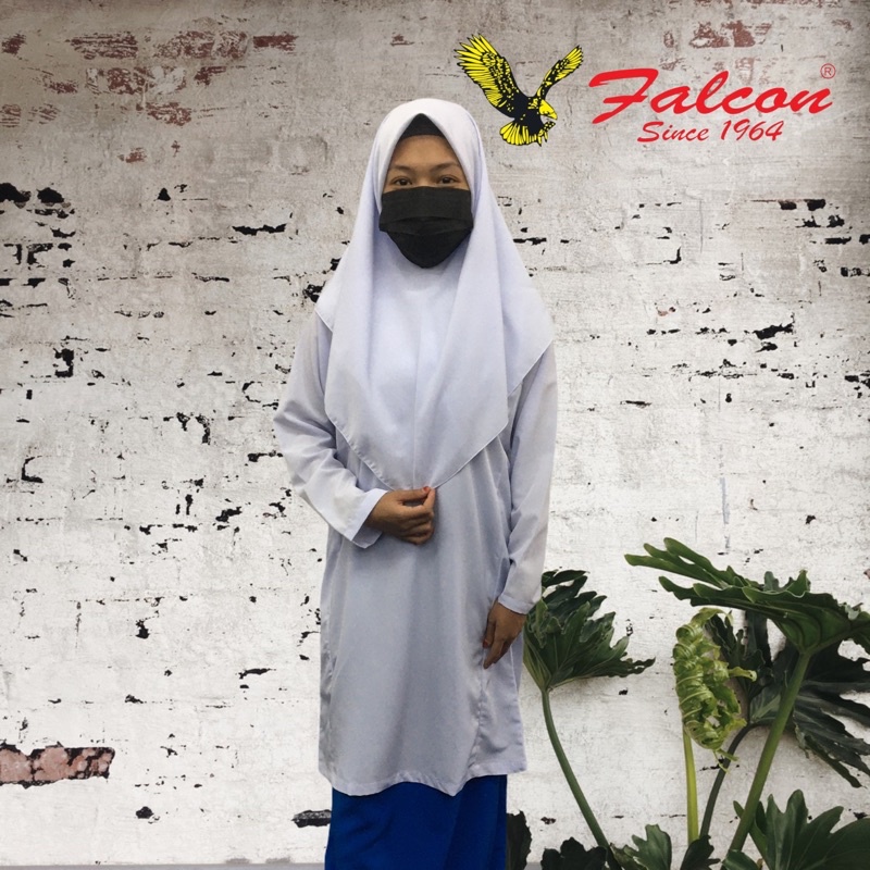 Falcon k230 ชุดนักเรียน Baju Kurung Sekolah สีขาว Koshibo/Kain Licin K230EX