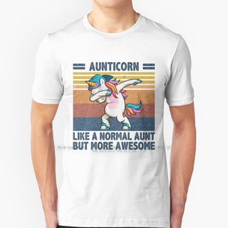 เสื้อยืดผ้าฝ้ายพิมพ์ลาย Aunticorn Like A Normal Aunt Only More Awesome สําหรับผู้ชาย