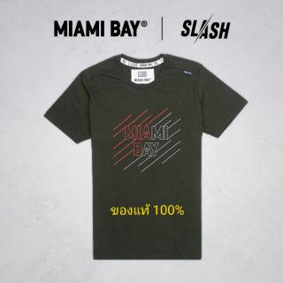 Miami Bay เสื้อยืด รุ่น slash สีเขียวขี้ม้า