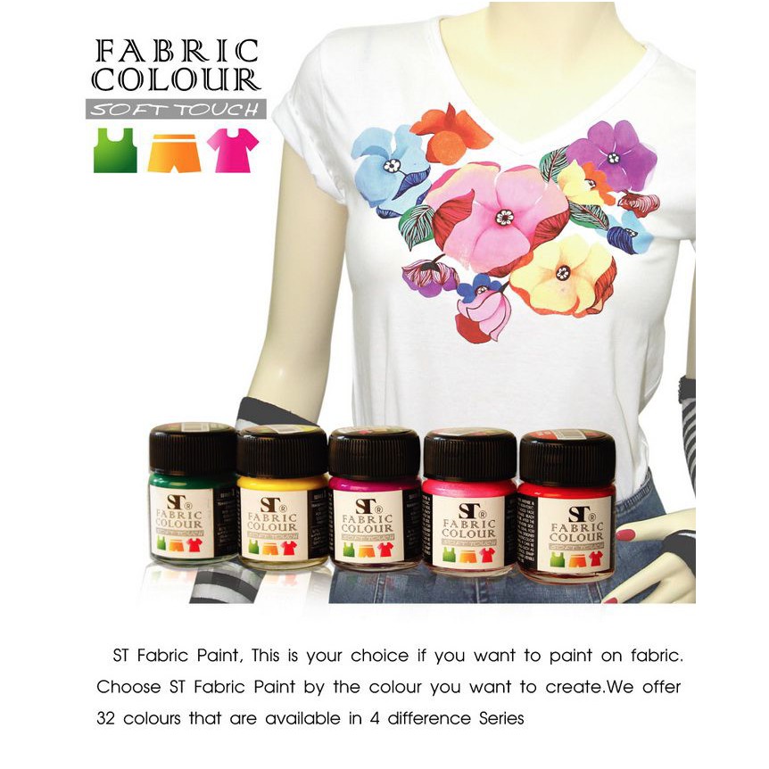 สีเพ้นท์ผ้า ST 15ml. สะท้อนแสง-เมทัลลิค-มุก