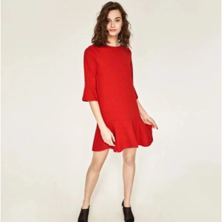 NEW ZARA Red in Stock ❤️🍃 Jacquard dress สินค้าพร้อมส่ง