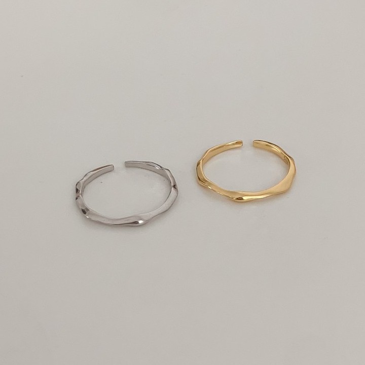 A.piece แหวนเงินแท้ [all silver 925] slim wave ring