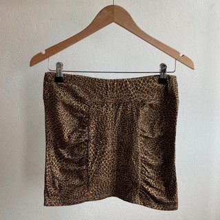 กระโปรงมินิ Zara Ruched Leopard Print Mini Skirt