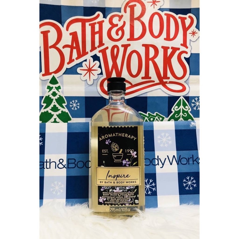 Bath &amp; Body Works Inspire VIOLET SANDALWOOD EUCALYPTUS Aromatherapy Body Wash and Foam Bath 295 ml. ของแท้