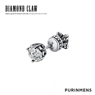 Purinmens Diamond Claw ต่างหูผู้ชาย stud earrings, stronger than Titanium steel with highest grade stainless steel 316