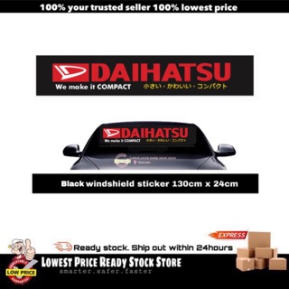 Daihatsu (สีดํา) สติกเกอร์ติดกระจกกันลม - 130 ซม. x 24 ซม.