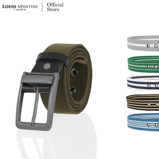 Louis Montini Canvas Belt canvas เข็มขัดผ้า แคนวาสผสมหนังแท้  เข็มขัดผู้ชาย เข็มขัดแฟชั่น MCT17