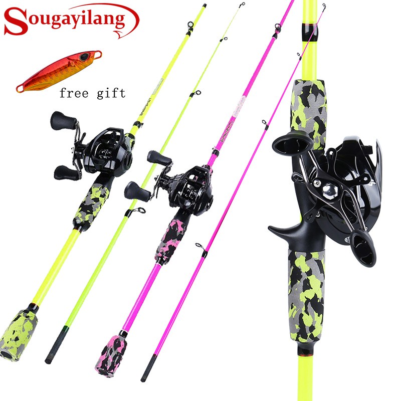 Sougayilang 2.1M Casting Fishing Rod Set 4 Section Carbon Baitcasting  Fishing Rod Combo With 171BB Casting Fishing Reel - m4x8g_fg1f - ThaiPick