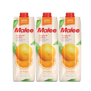 มาลี น้ำส้มเนเวลผสมเนื้อส้ม 100% ขนาด 1000 มล. แพ็ค 3 กล่อง