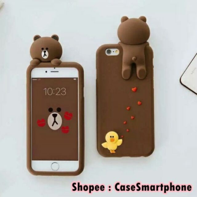 F1s Mate9pro P9lite R9s R9s J7prime J72016 J2 V5 V5plus iphone a33 เคสหมีบราวน์