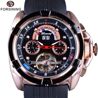 Forsining Multifunction Tourbillon Calendar Display Fashion Men Sport Watches Rose Golden Watch Men Luxury Brand Automat