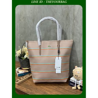 กระเป๋าสะพายข้างหรือถือ Lacoste pu split cow leather bag กระเป๋าทรง shopping และทรง Tote สไตล์สปอร์ต ++-