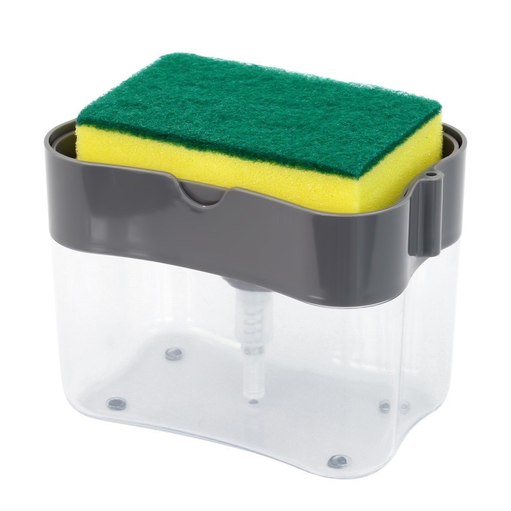 เครื่องกดน้ำยาล้างจาน 2in1 Soap Pump &amp; Sponge Caddy รุ่น Toilet-soap-punp-sponge-caddy-00e-J1