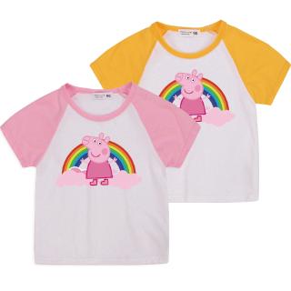 Peppa Pig6 สีเสื้อผ้าเด็กใหม่ผ้าฝ้าย 100% เสื้อยืดแขนสั้น