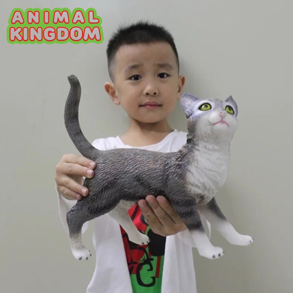 Animal Kingdom - โมเดลสัตว์ แมว เทา ขนาด 26.50 CM แบบนิ่ม (จากสงขลา)
