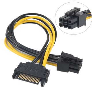 15pin SATA ถึง 6Pin PCIe PCI-E PCI Express Adapter สำหรับ Video Card Professional ราคาโรงงาน Cable 20cm