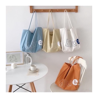 #พร้อมส่ง กระเป๋าผ้า Blue Totebag 220