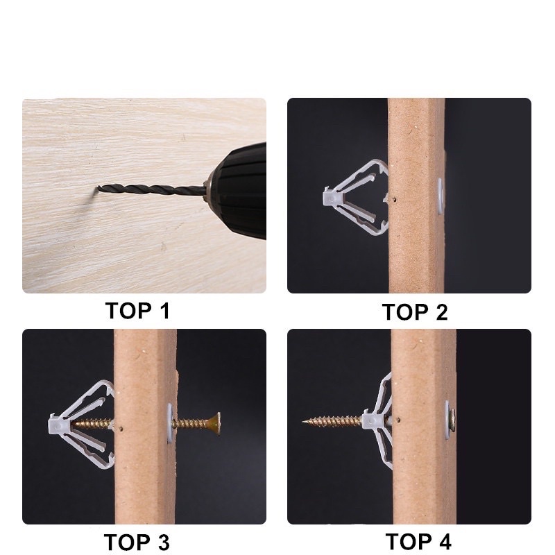 พุ๊กปีกผีเสื้อ พุกพร้อมสกรู ยึดยิปซัมบอร์ด พุกผนังยิปซั่ม พุกยิบซั่มพลาสติก พุกร่ม ผนัง พุ๊ก พุ๊กผีเสื้อ พุก - รูปที่ 2