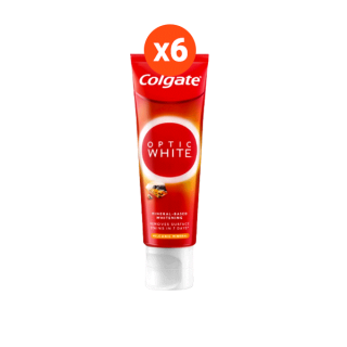 Colgate คอลเกตยาสีฟัน อ๊อพติค ไวท์ โวลคานิค มิเนอรัล 100 กรัม แพคคู่x3 (รวม 6 หลอด) ช่วยให้ ฟันขาว อย่างเป็นธรรมชาติ Optic White Volcanic Mineral 100g. Twin Packx3