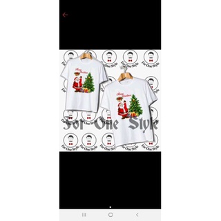 เสื้อยืดผ้าฝ้ายพิมพ์ลาย ตุ๊กตาคู่รัก MERRY CHRISMAS SANTA CLAUS สําหรับครอบครัว