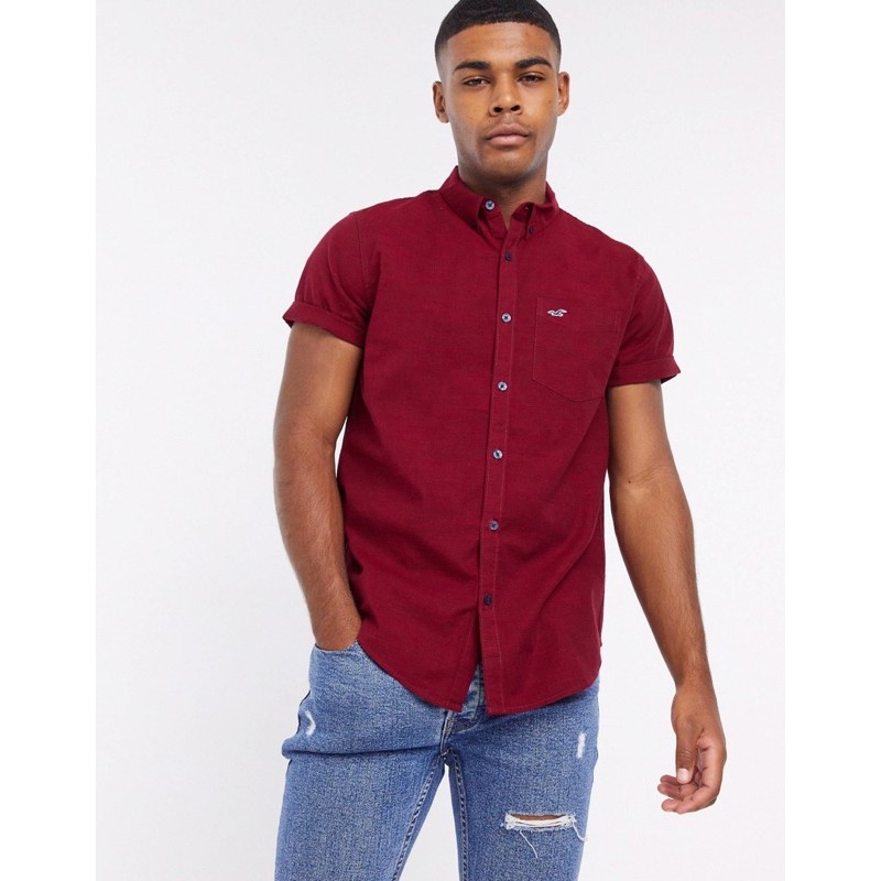 Hollister Slim Fit Shirt in Burgundy