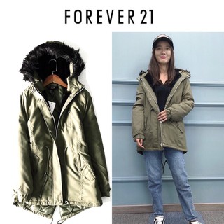 เสื้อโค้ทกันหนาวฮู้ด ขนเฟอร์ ปาร์กา ♣️ แบรนด์🌟Forever21 (ขนเฟอร์ถอดได้คะ) WY635