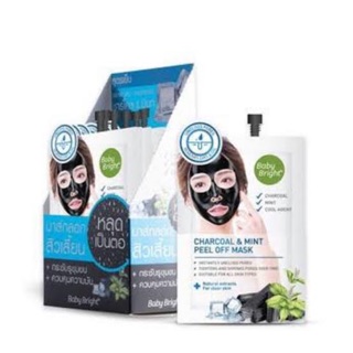 CHARCOAL &amp; MINT PEEL OFF MASK 10G BABY BRIGHT(ยกกล่อง)