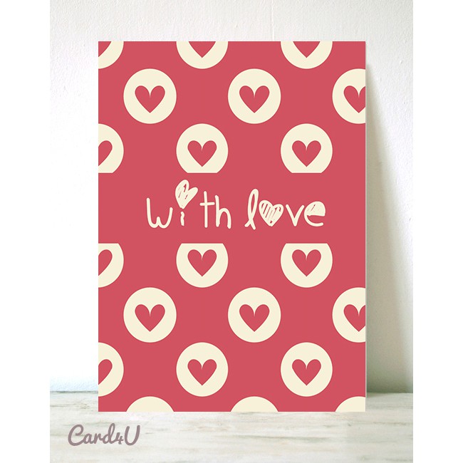 (พร้อมส่ง) การ์ดอวยพร with love @ 7 Baht/แผ่น  เพื่อติดของขวัญ ช่อดอกไม้ หรือเขียนข้อความ ชุดรวม 5 แ