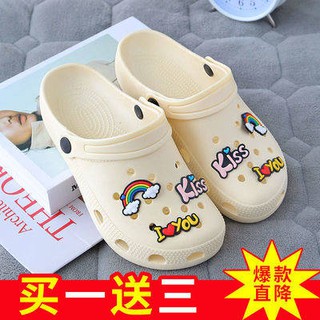 crocs เด็ก⌵รองเท้าแตะแบบสวม⌵ รองเท้าถ้ำในช่วงฤดูร้อนของผู้หญิงสวมใส่ INS น่ารักสาวหัวใจ Baotou ชายหาดเย็นขนแต่งงานหญิงสุ