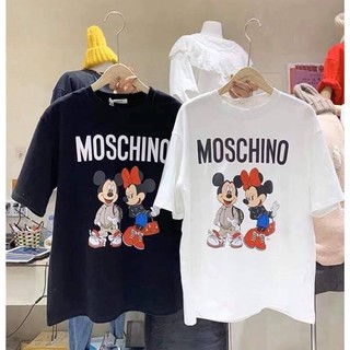 เสื้อยืด MOSCHINO สุดแนว สีอินเทรน ผ้าคอตตอลอย่างดี สีขาว-ดำ