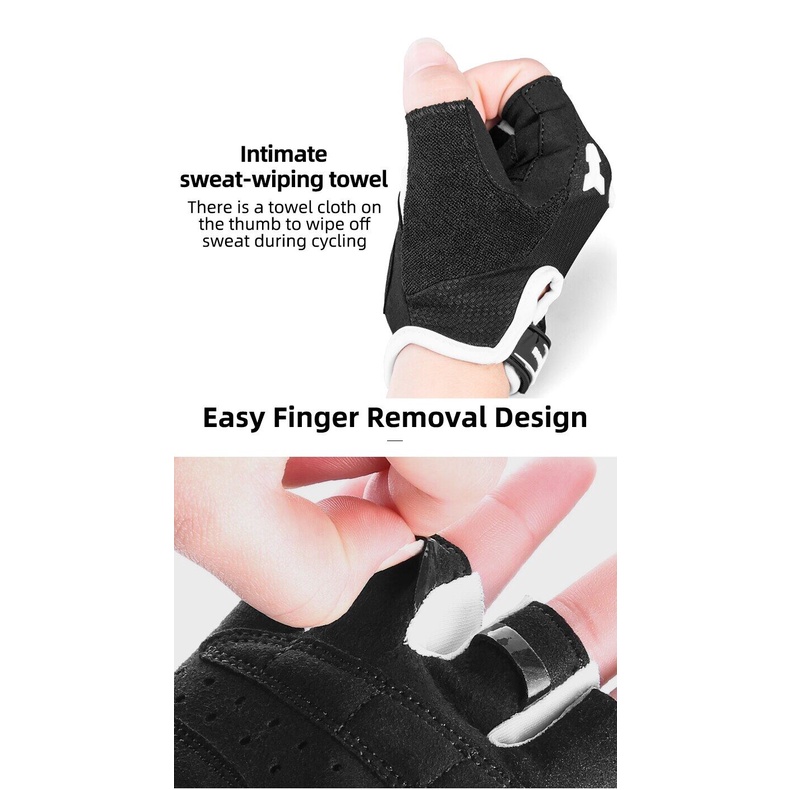 ROCKBROS ถุงมือจักรยาน เด็ก ฤดูร้อน จักรยาน โรลเลอร์สเก็ต ระบายอากาศ SBR กันกระแทก ครึ่งถุงมือ - รูปที่ 6