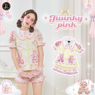 BLT BRAND การันตีเสื้อผ้าแบรนด์แท้ เซทกางเกงสีเหลืองน้องหมี JWINKY PINK