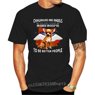 คอตต้อนคอกลมขายดี เสื้อยืดลําลอง แขนสั้น พิมพ์ลาย Chihuahuas Are Angels S-3 Streetwear Tee DOnhnp79DJdepl88 สําหรับผู้ชา