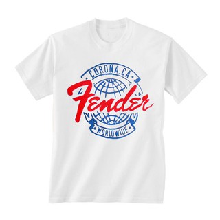 เสื้อยืดผ้าฝ้ายเสื้อยืดแขนสั้น ผ้าฝ้าย พิมพ์ลาย Fender Guitars แฟชั่นสําหรับผู้ชาย 2022L XL  XXL 3XL