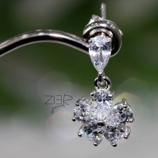 ต่างหูเงินแท้ 925 ประดับพลอยCZ Earring Silver 925 With Cubic Zirconia-(E26160017)