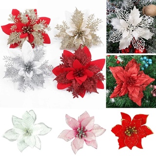 [Christmas Products] /Glitter Artificial Flowers  Christmas Ornaments For Xmas Tree